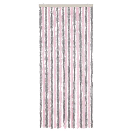 Vidaxx Fliegenvorhang 56x200 cm Chenille Silbergrau und Rosa