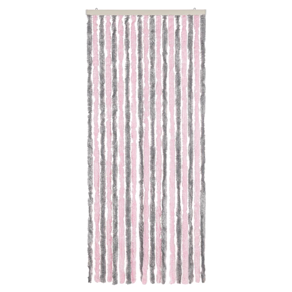 Vidaxl vliegengordijn 56x200 cm chenille zilvergrijs en roze