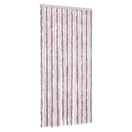 Vidaxx Fliegenvorhang 90x200 cm Chenille Silbergrau und Rosa