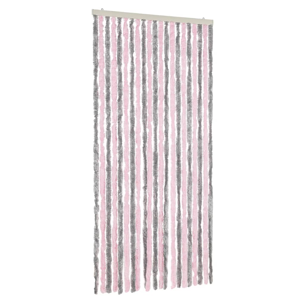 Vidaxl Fly Curtain 90x200 cm CHENILLE Silver Gris et rose