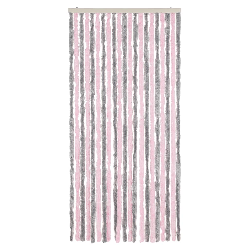 Vidaxx Fliegenvorhang 90x200 cm Chenille Silbergrau und Rosa
