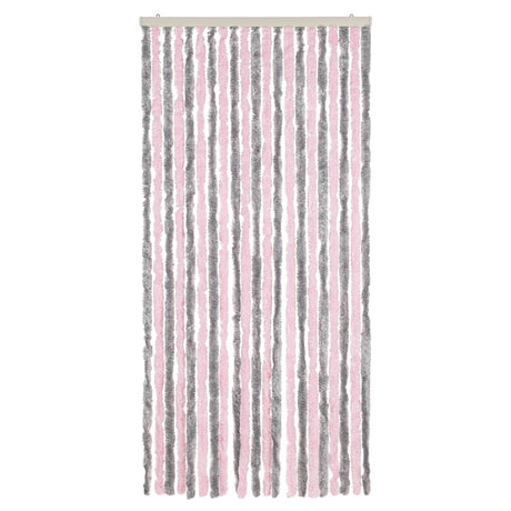 Vidaxx Fliegenvorhang 90x200 cm Chenille Silbergrau und Rosa