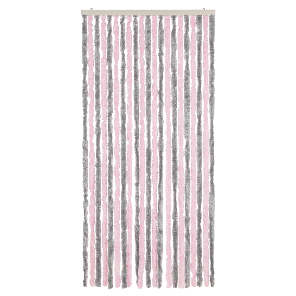 Vidaxl Fly Curtain 90x200 cm CHENILLE Silver Gris et rose