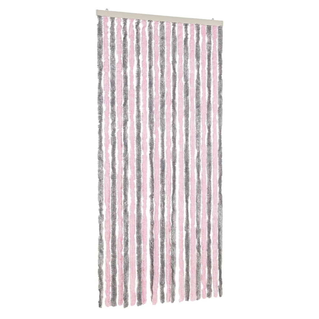 Vidaxx Fliegenvorhang 90x220 cm Chenille Silbergrau und Rosa