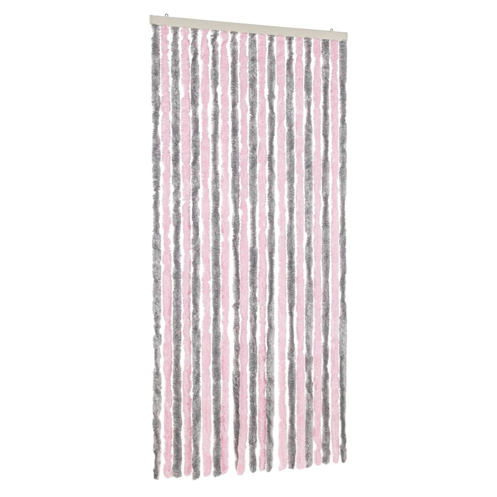 Vidaxl vliegengordijn 90x220 cm chenille zilvergrijs en roze