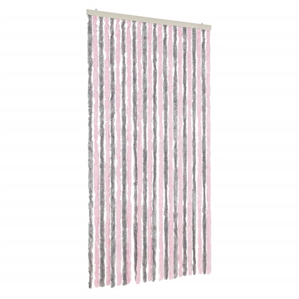 Vidaxx Fliegenvorhang 100x220 cm Chenille Silbergrau und Rosa