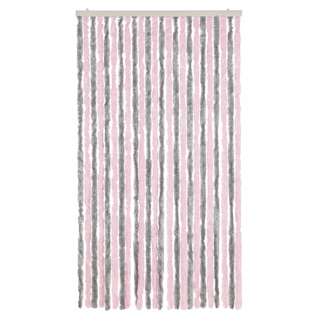 Cortina de mosca Vidaxl 100x230 cm chenille plateado gris y rosa