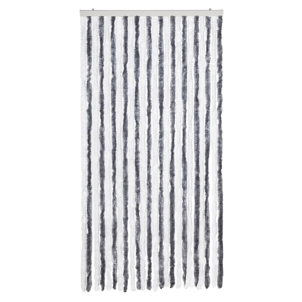 Cortina de mosca Vidaxl 100x200 cm chenille gris y blanco