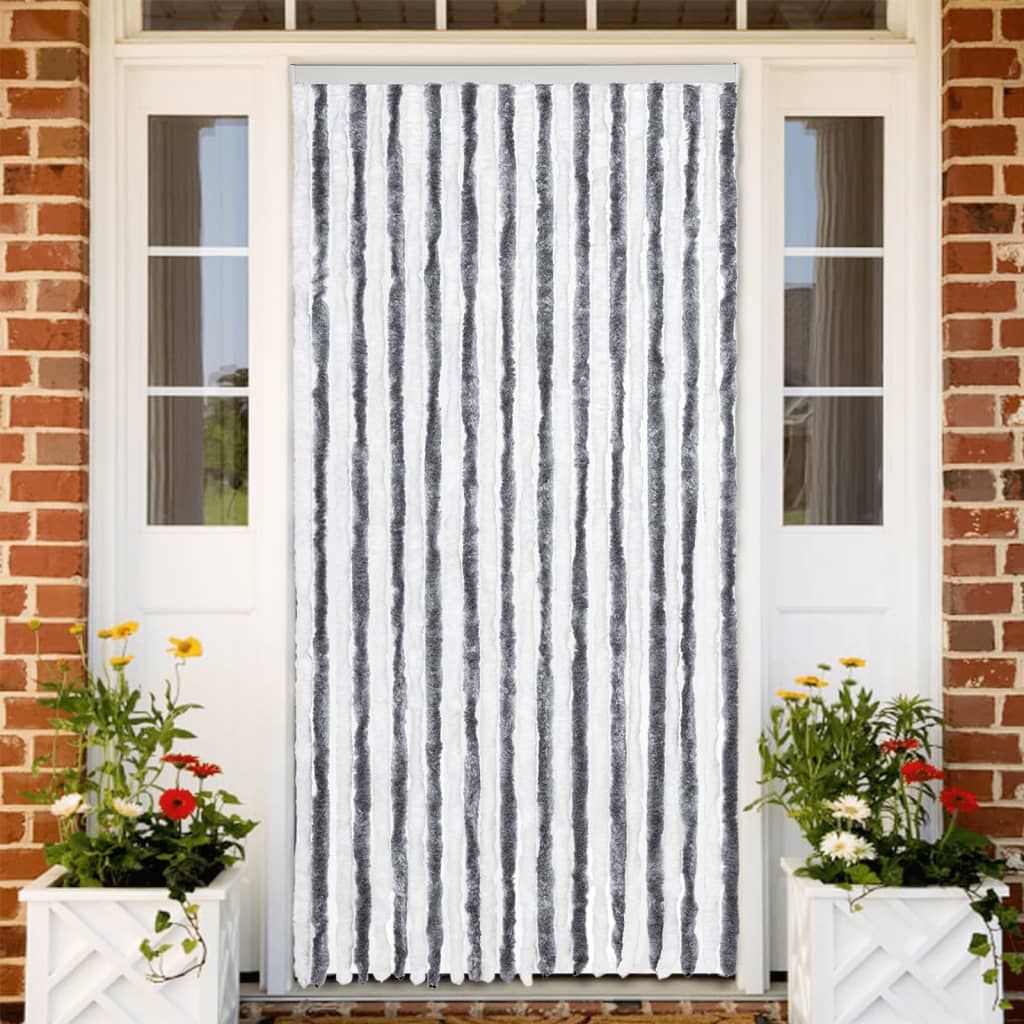 Vidaxl Fly Curtain 100x200 cm Chenille Gray and White