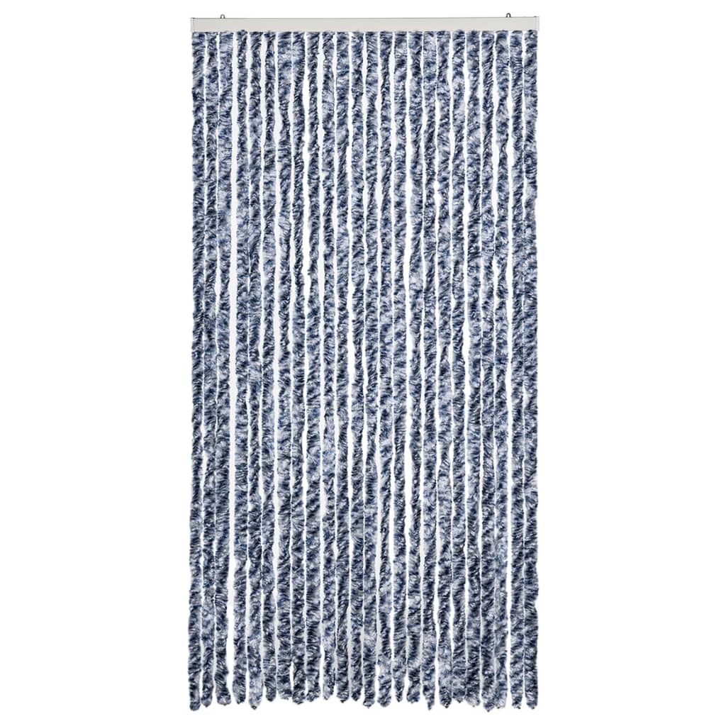 Vidaxl Fly Curtain 100x230 cm Chenille Blue and White