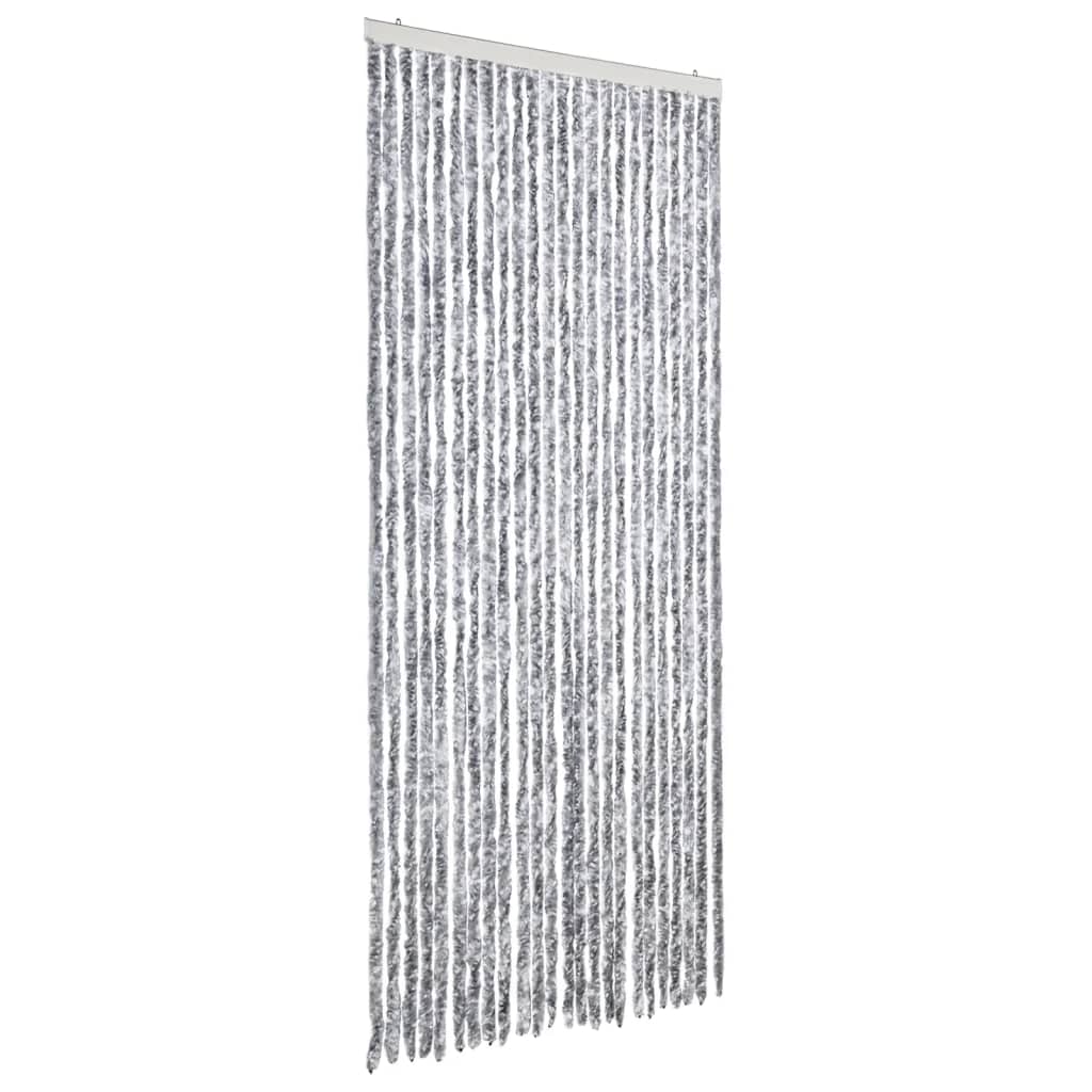 Cortina de mosca Vidaxl 100x200 cm Chenille White and Grey