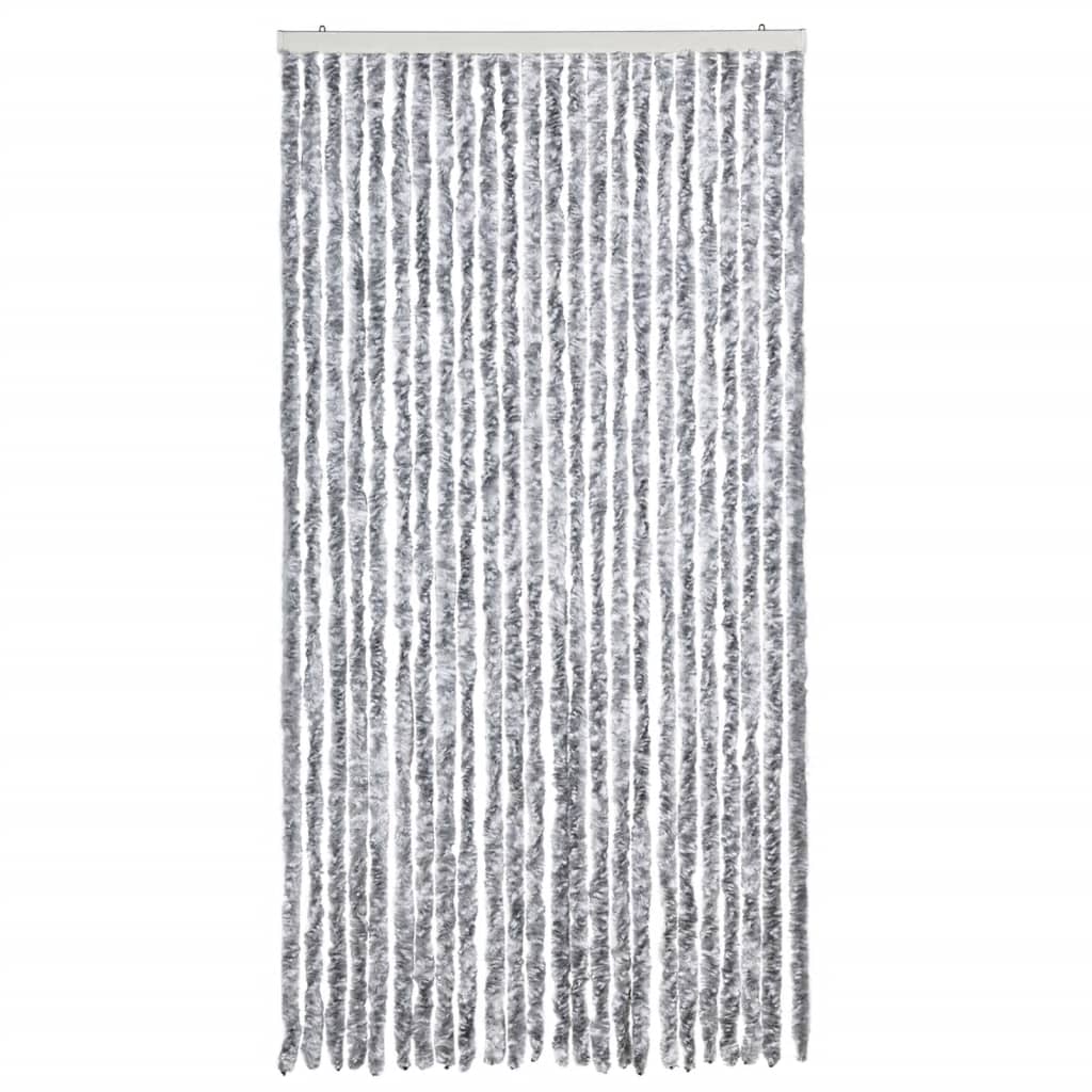 Vidaxx Fliegenvorhang 100x230 cm Chenille weiß und grau