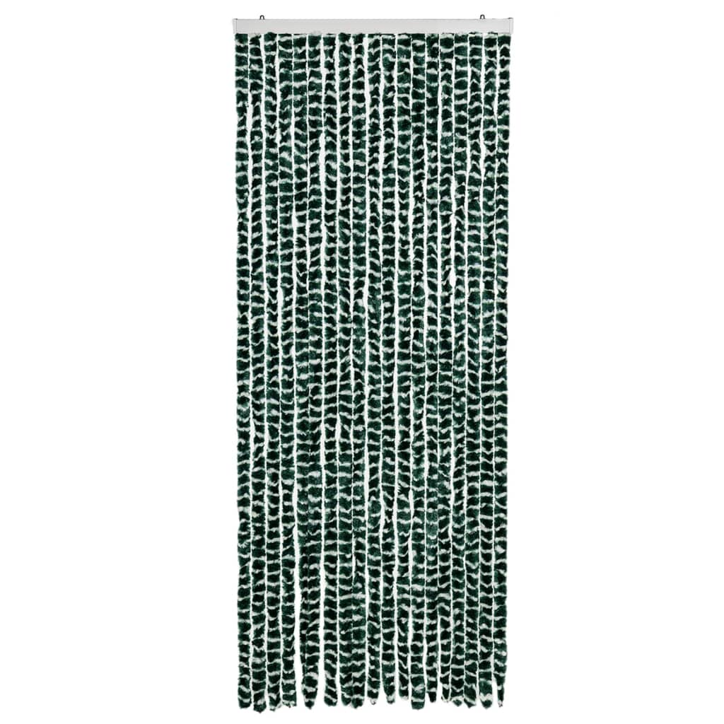 Cortina de mosca Vidaxl 56x200 cm chenille verde y blanco