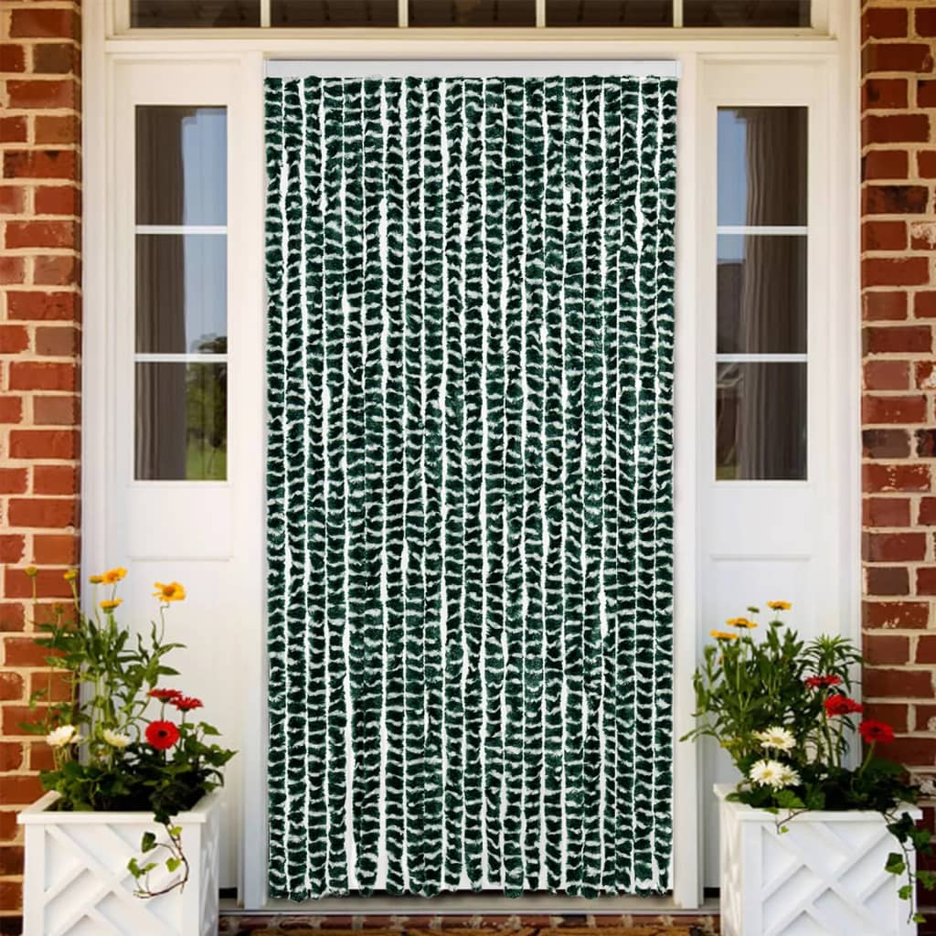 Vidaxl Fly Cundain 90x200 cm Chenille Green and White