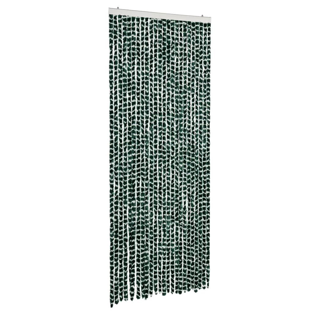 Vidaxl Fly Curtain 100x200 cm Chenille verde e bianco