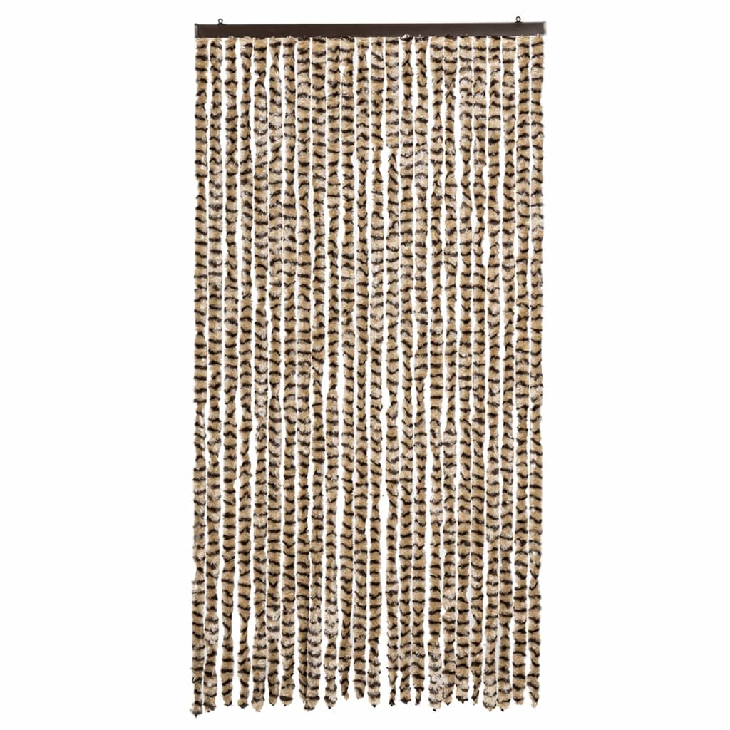 Cortina de mosca Vidaxl 100x200 cm chenille beige y marrón