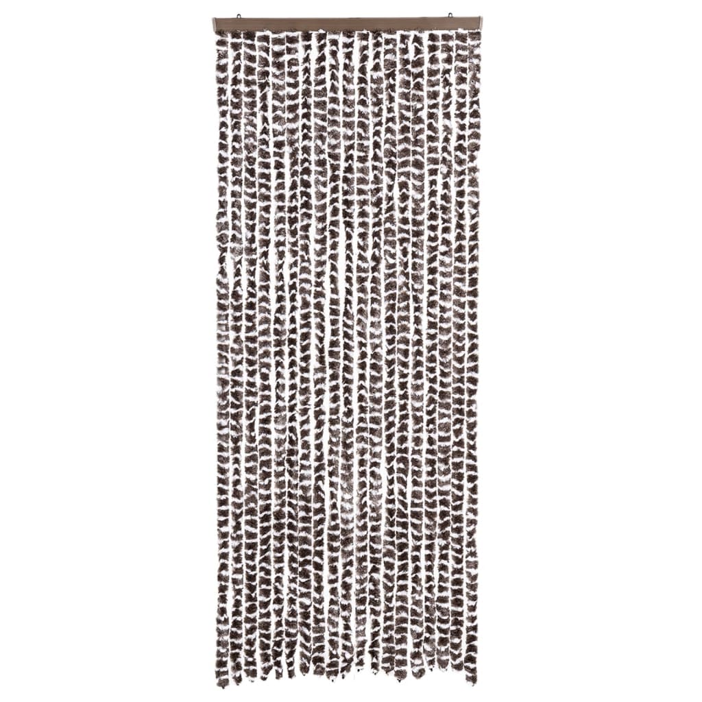 Vidaxl Fly Curtain 56x200 cm Chenille Brown and White