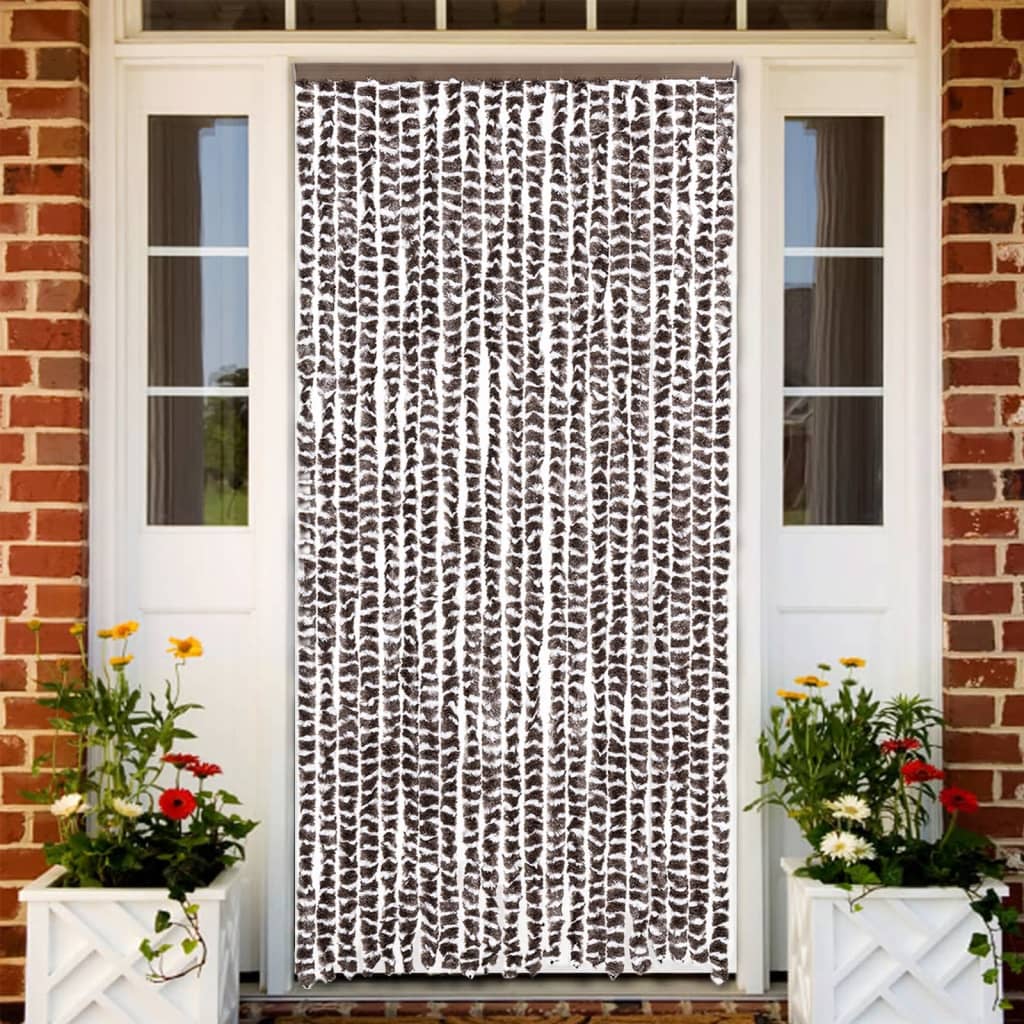 Vidaxl Fly Curtain 90x200 cm Chenille Brown and White