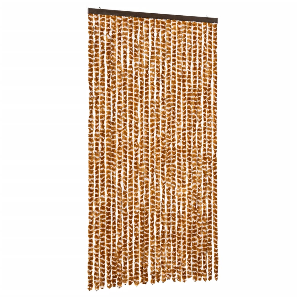 Vidaxl Fly curtain 100x200 cm Chenille ocher and white