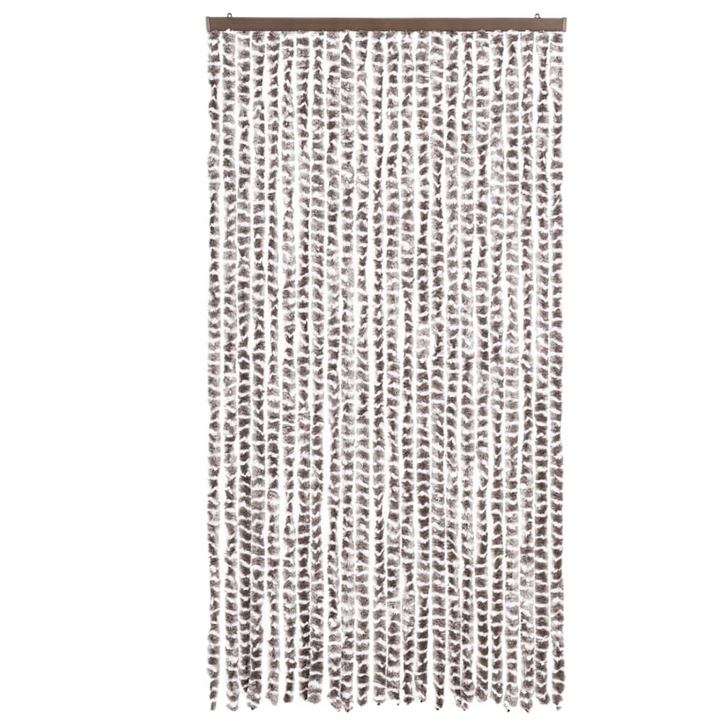 Vidaxl Fly Vorhang 100x230 cm Chenille Taupe und Weiß