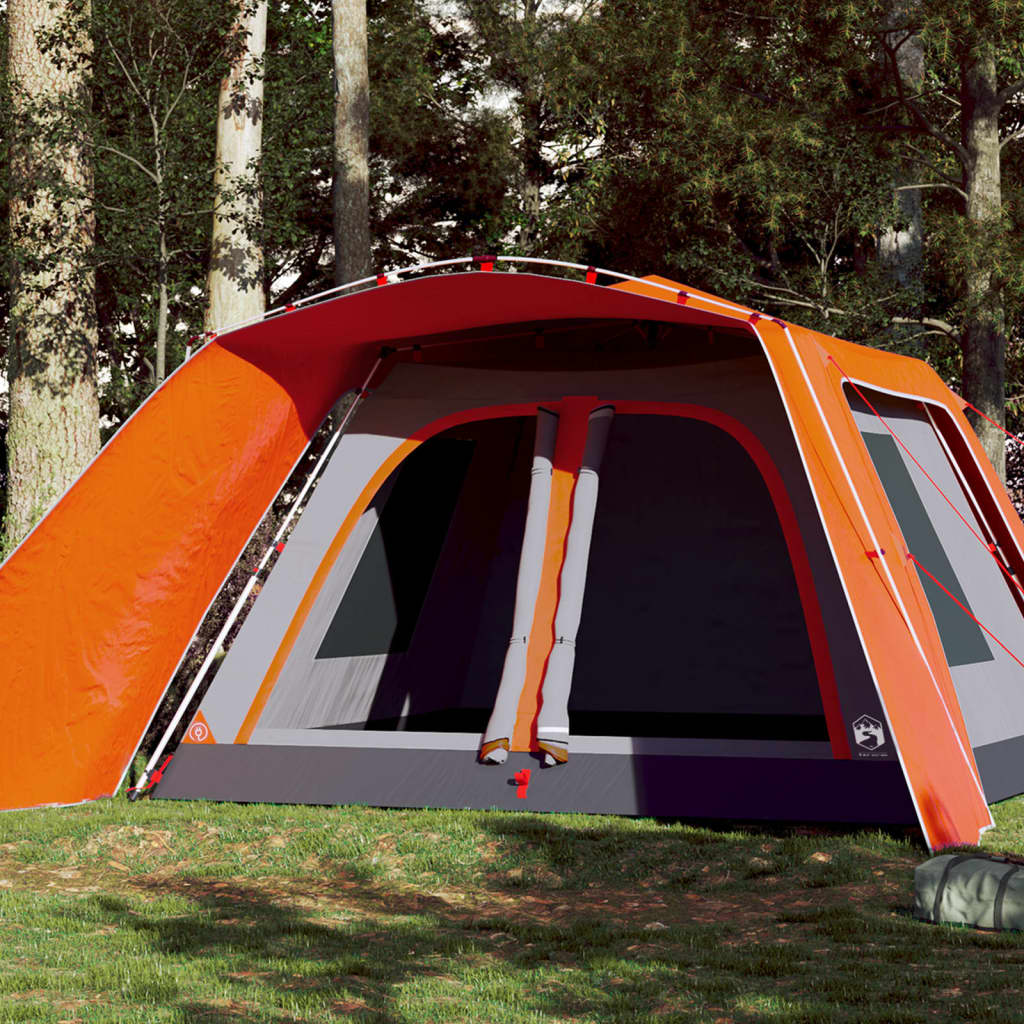 Tenda Vidaxl con tenda da tenda di 9 persone a rilascio veloce grigio e arancione