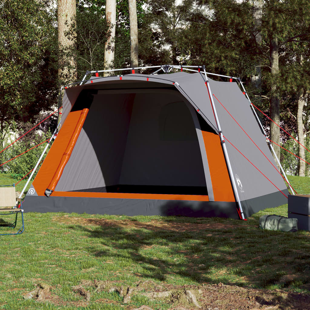 Vidaxl Camping Tent 4 Persona Fast liberación gris y naranja