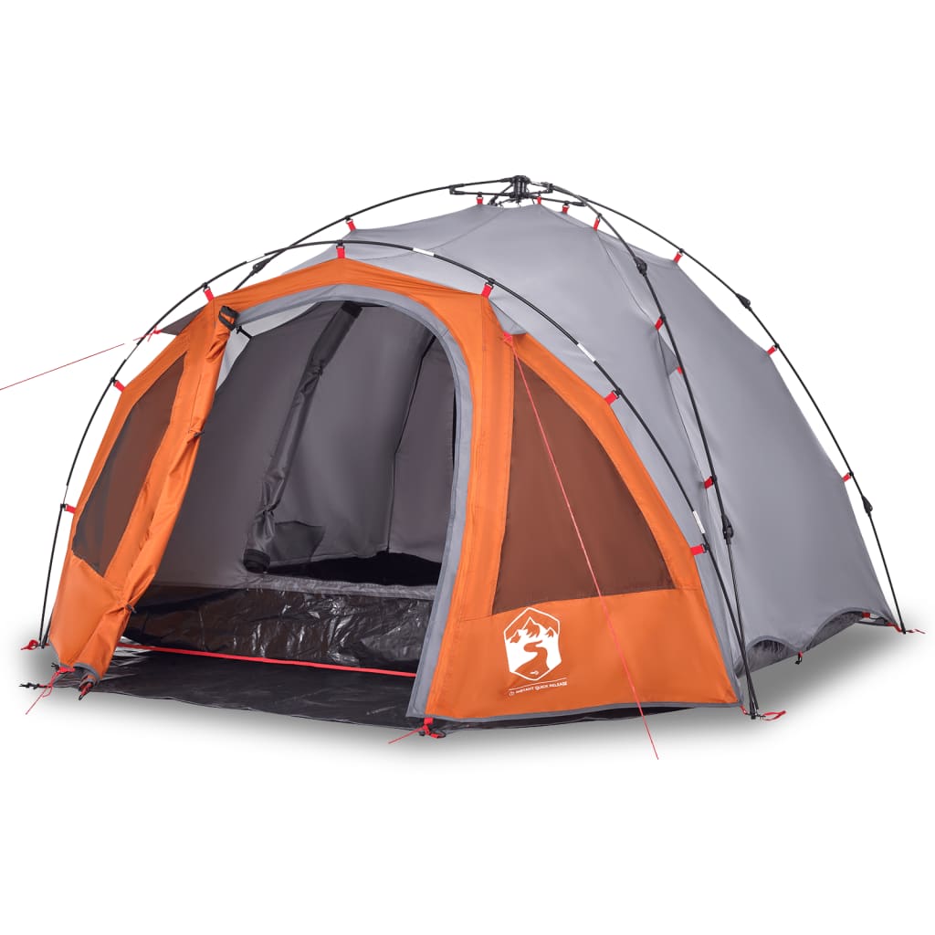Vidaxx Kuppelzelt 3-Personen Schnellspanner Grau und Orange
