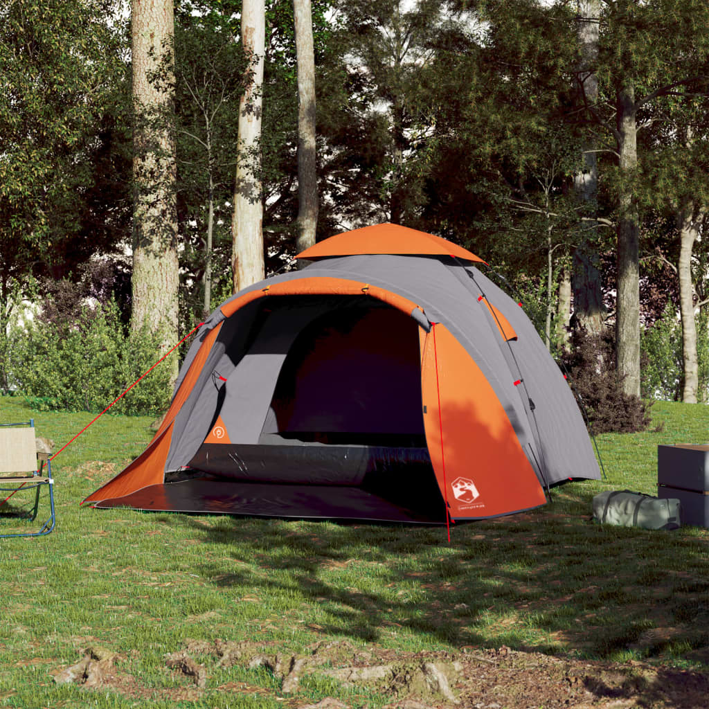 Vidaxl Dome Tent 3-Person Fast Release Grey und Orange