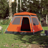 Vidaxl Dome Tenda Release veloce per 6 persone Grey and Orange