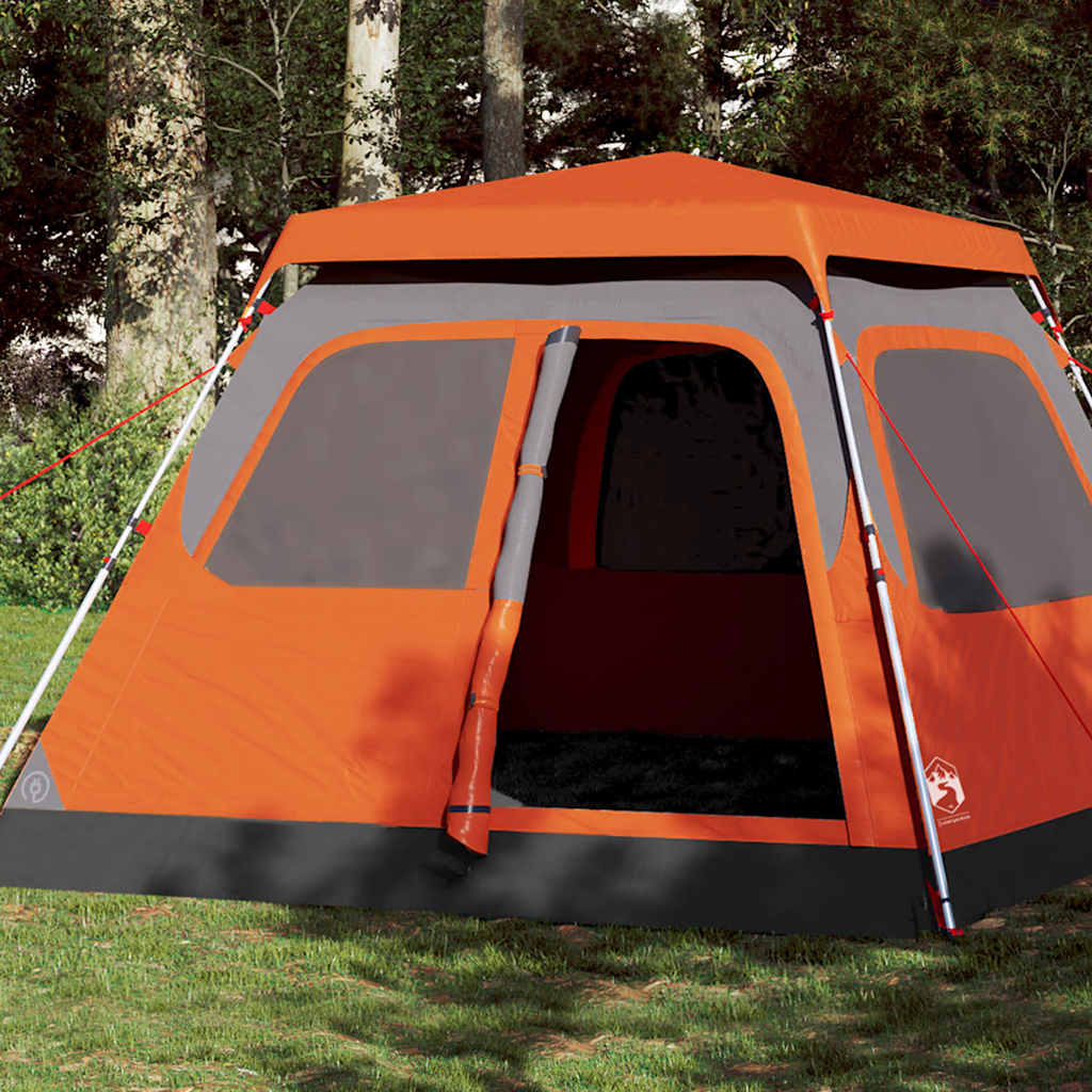 Vidaxx Kuppelzelt 6-Personen Schnellspanner Grau und Orange