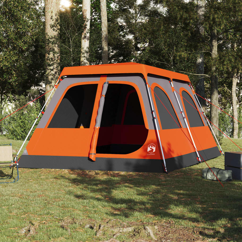 Tenda a cupola Vidaxl Rilascio veloce di 10 persone grigio e arancione