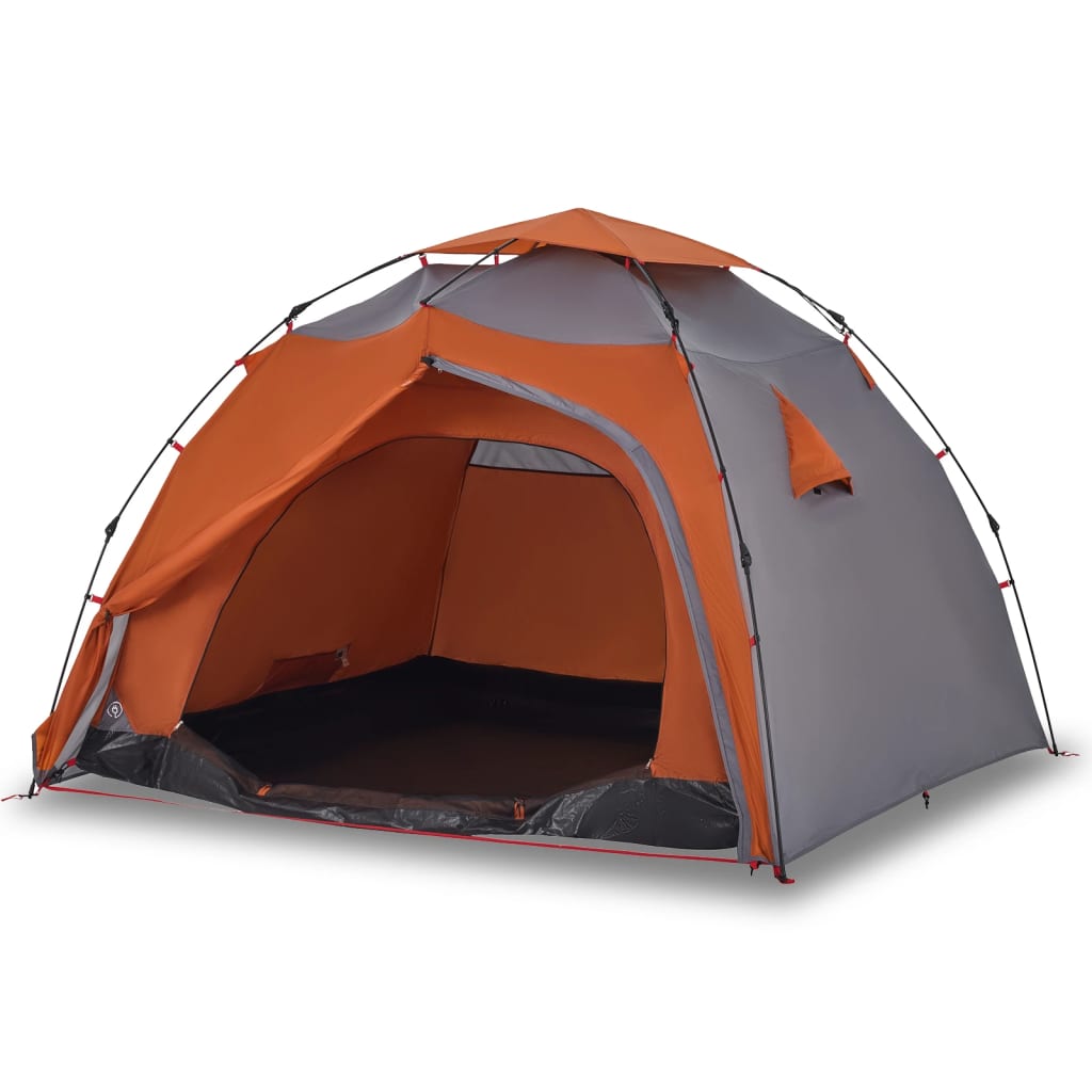 Vidaxl Dome Stan 4-Person Rychlé uvolnění šedé a oranžové