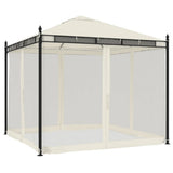 Vidaxx Pavillon mit Netzseitenwänden 2,93x2,93 m Stahl cremefarben