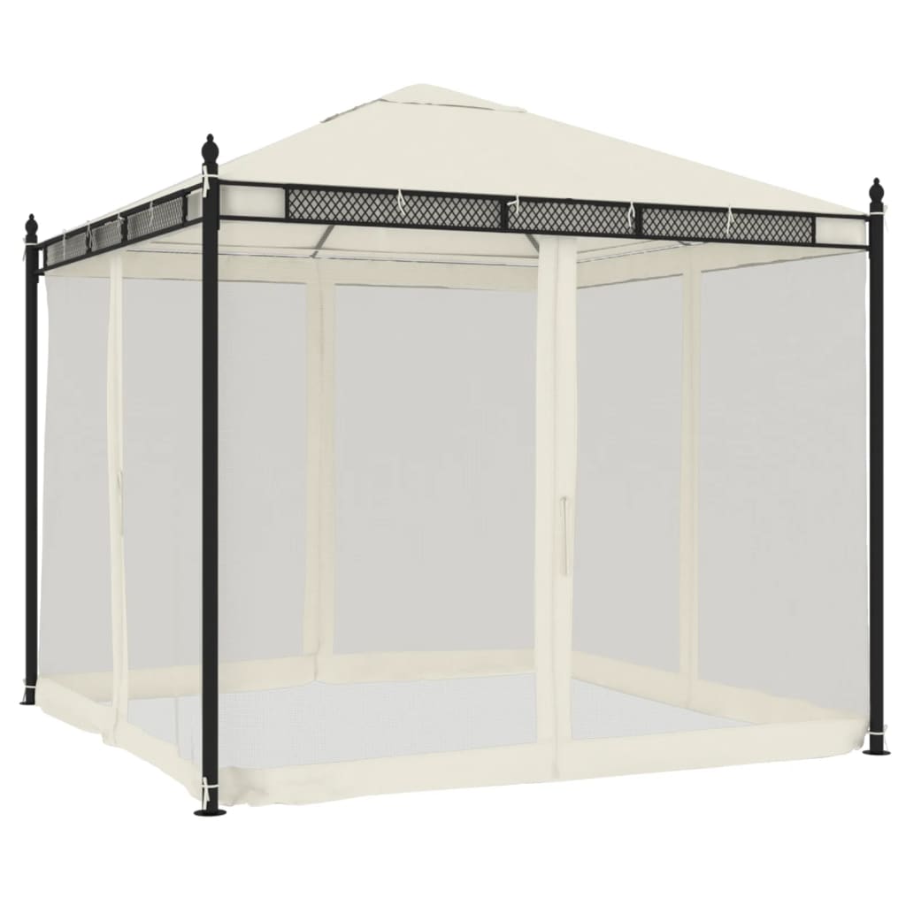 Vidaxl arbor with side walls of mesh 2.93x2.93 m steel cream -colored