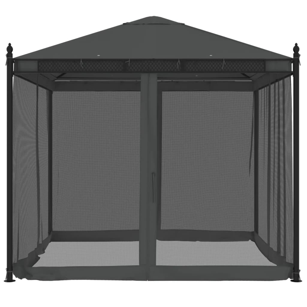 Arbor Vidaxl avec parois latérales de maillage 2,93x2,93m anthracite en acier -colore