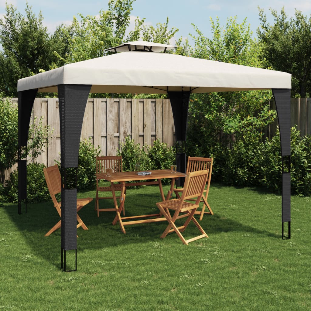 Vidaxx Pavillon mit Doppeldach 2,98x2,98 m cremefarbener Stahl