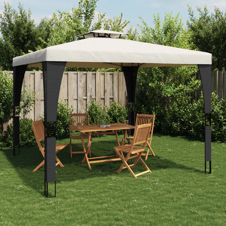 Vidaxx Pavillon mit Doppeldach 2,98x2,98 m cremefarbener Stahl