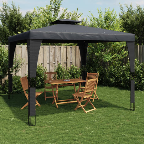 Vidaxl Pavillon mit Doppeldach 2,98x2,98 m Stahl Anthrazit