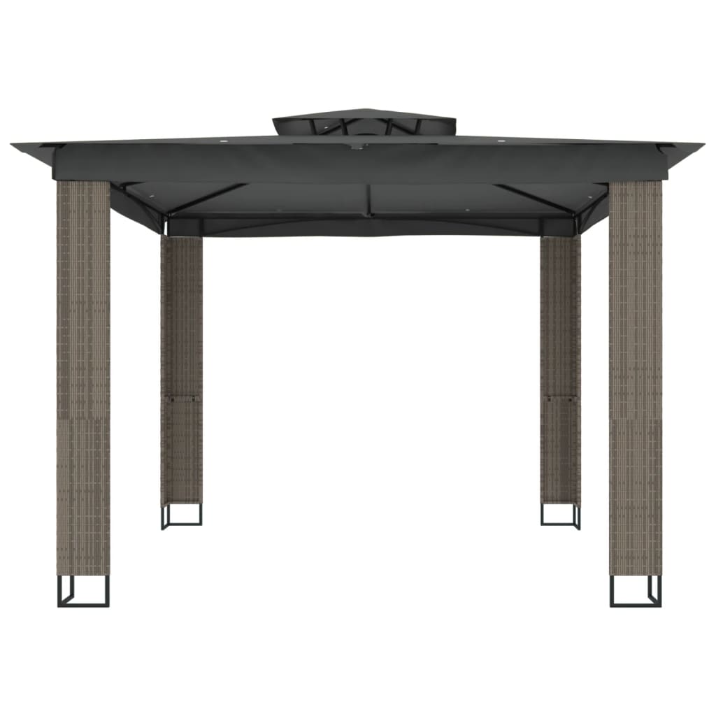 Arbour Vidaxl avec un double toit 2,94x2,94 m anthracite en acier -colore