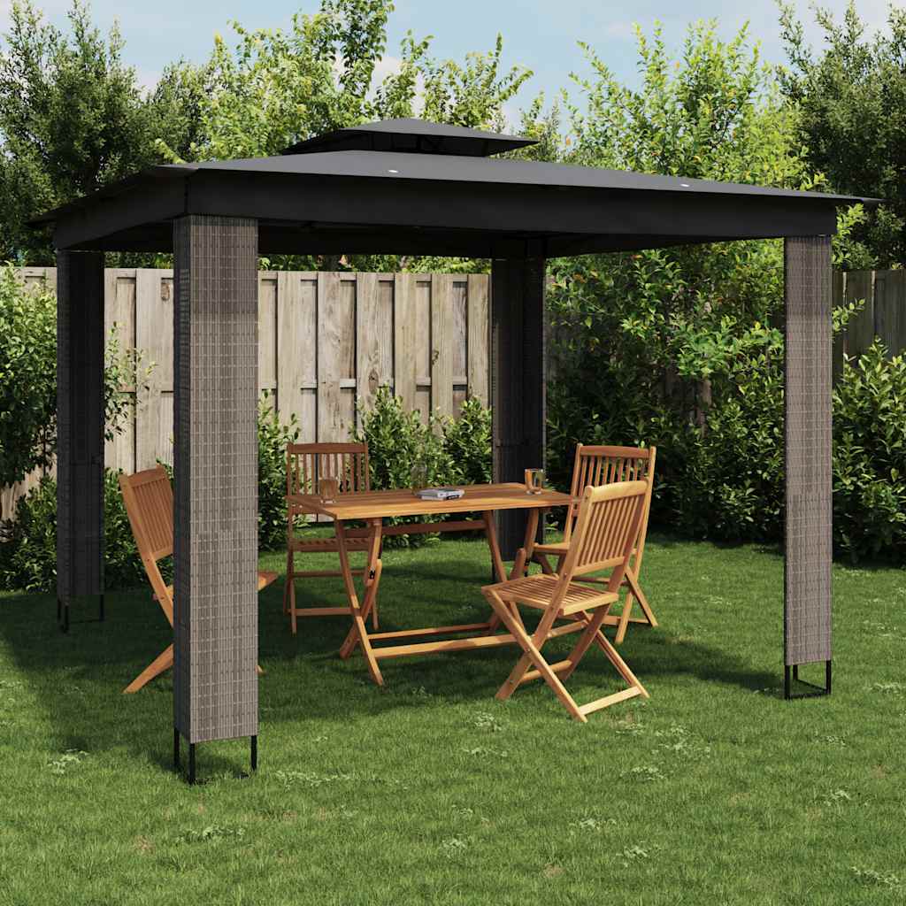Vidaxl Pavillon mit Doppeldach 2,94x2,94 m Stahl Anthrazit