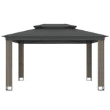 Vidaxl arbor with double roof 3.94x2.96 m steel anthracite -colored