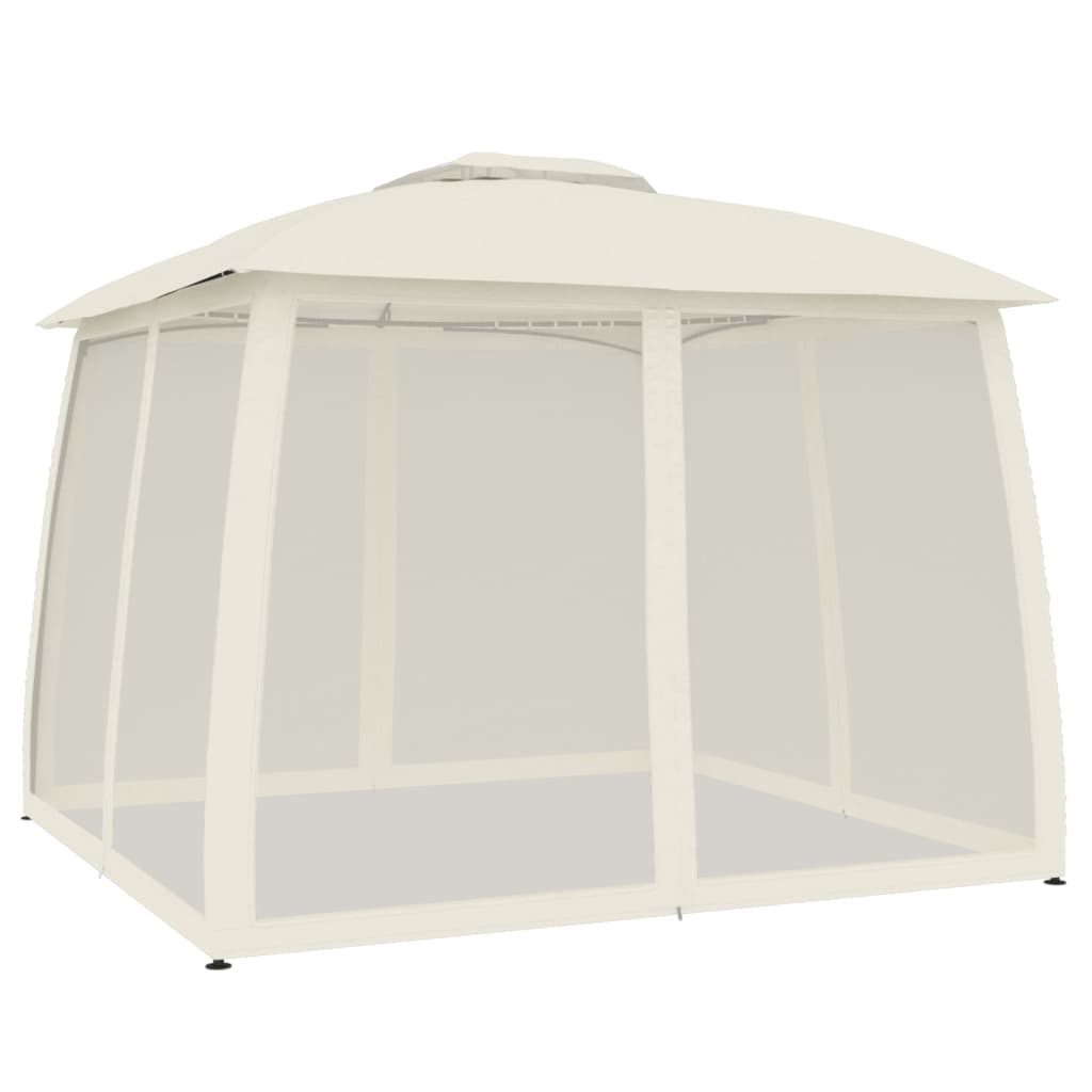 Vidaxx Pavillon-Seitenwände aus Mesh und Doppeldach 2,93x2,93 m Stahl Creme