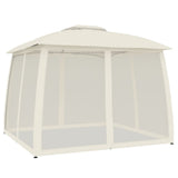 Vidaxx Pavillon-Seitenwände aus Mesh und Doppeldach 2,93x2,93 m Stahl Creme