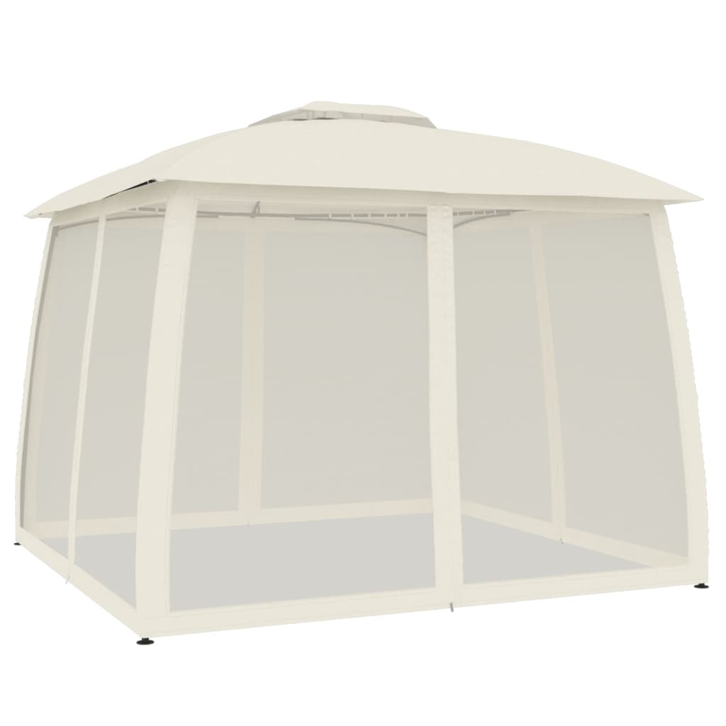 Vidaxl Arbor Side Malls of Mesh et Double Roof 2,93x2.93 M en acier crème