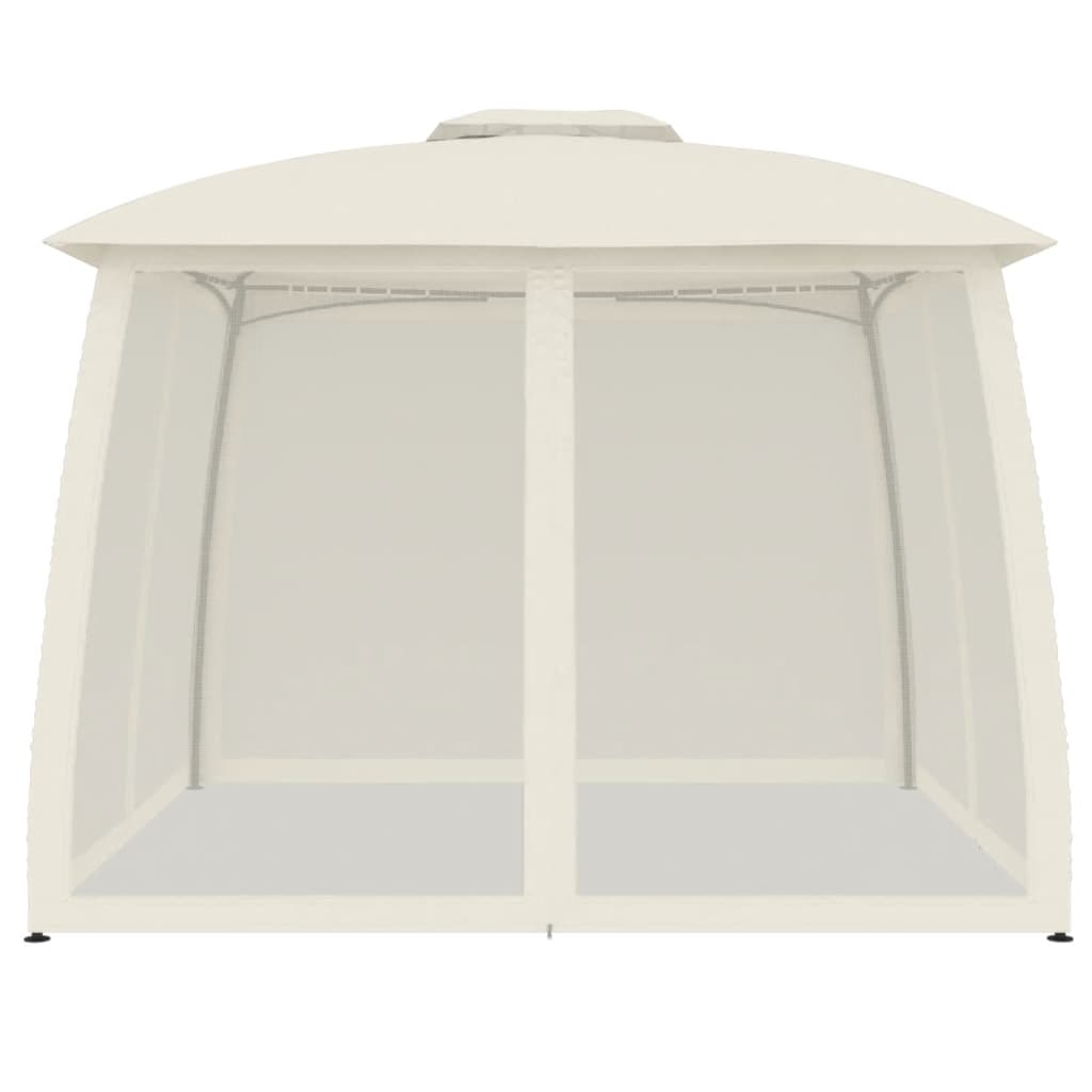 Vidaxx Pavillon-Seitenwände aus Mesh und Doppeldach 2,93x2,93 m Stahl Creme