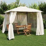 Vidaxx Pavillon-Seitenwände aus Mesh und Doppeldach 2,93x2,93 m Stahl Creme