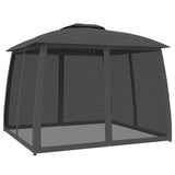 Vidaxl arbor with mesh walls and double roof 2.93x2.93 m steel anthracite