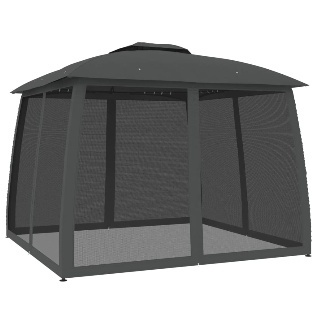 Vidaxx Pavillon mit Gitterwänden und Doppeldach 2,93x2,93 m Stahl Anthrazit