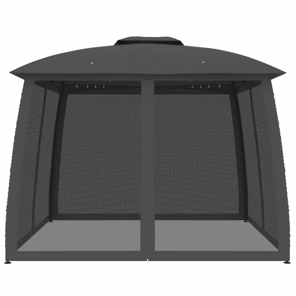 Vidaxl arbor with mesh walls and double roof 2.93x2.93 m steel anthracite