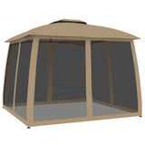 Vidaxx Pavillon-Seitenwände aus Mesh und Doppeldach 2,93x2,93 m Stahl Taupe